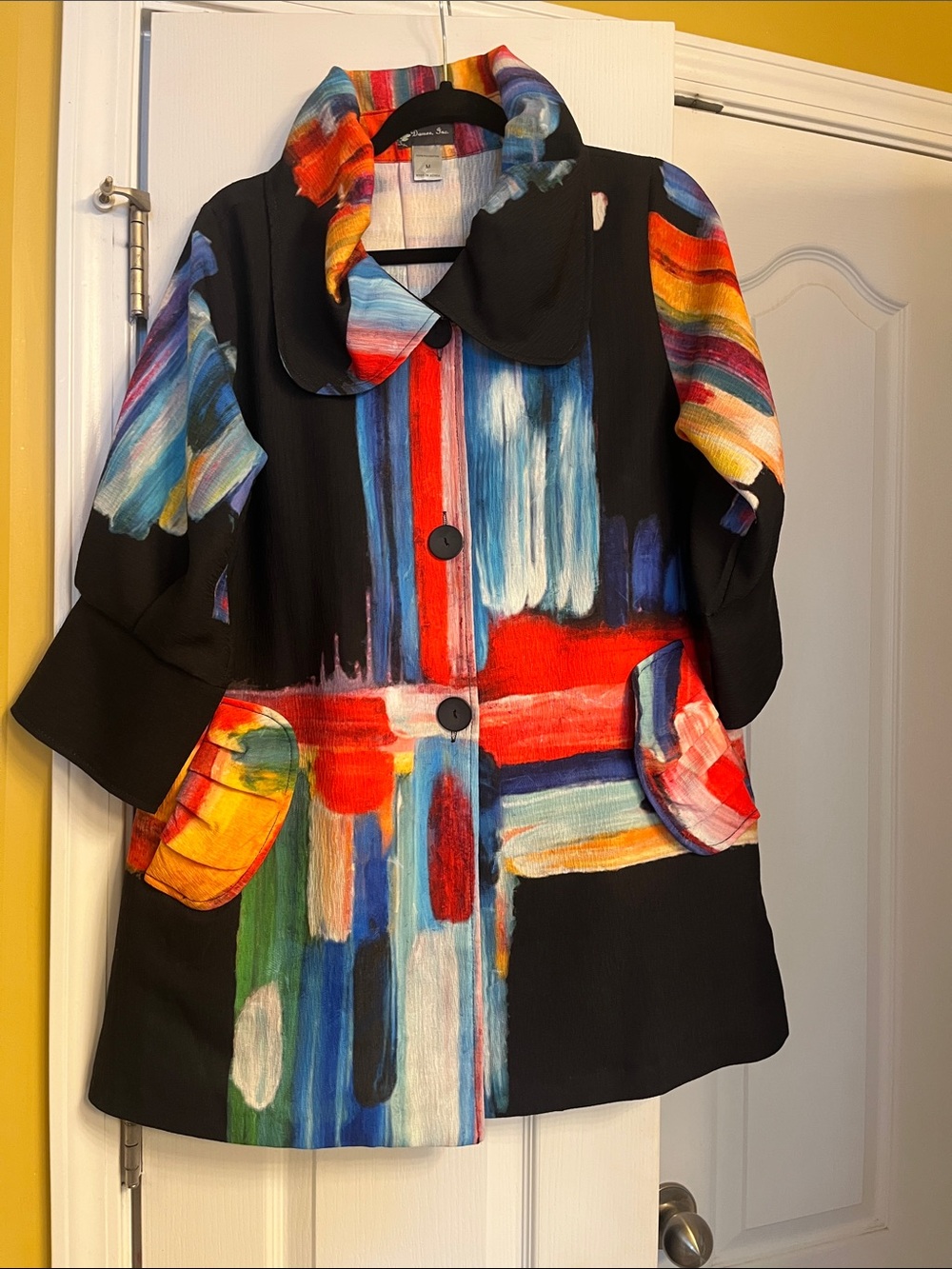 Damee Women’s Multicolor Painterly Print Stylish Statement Jacket/Top